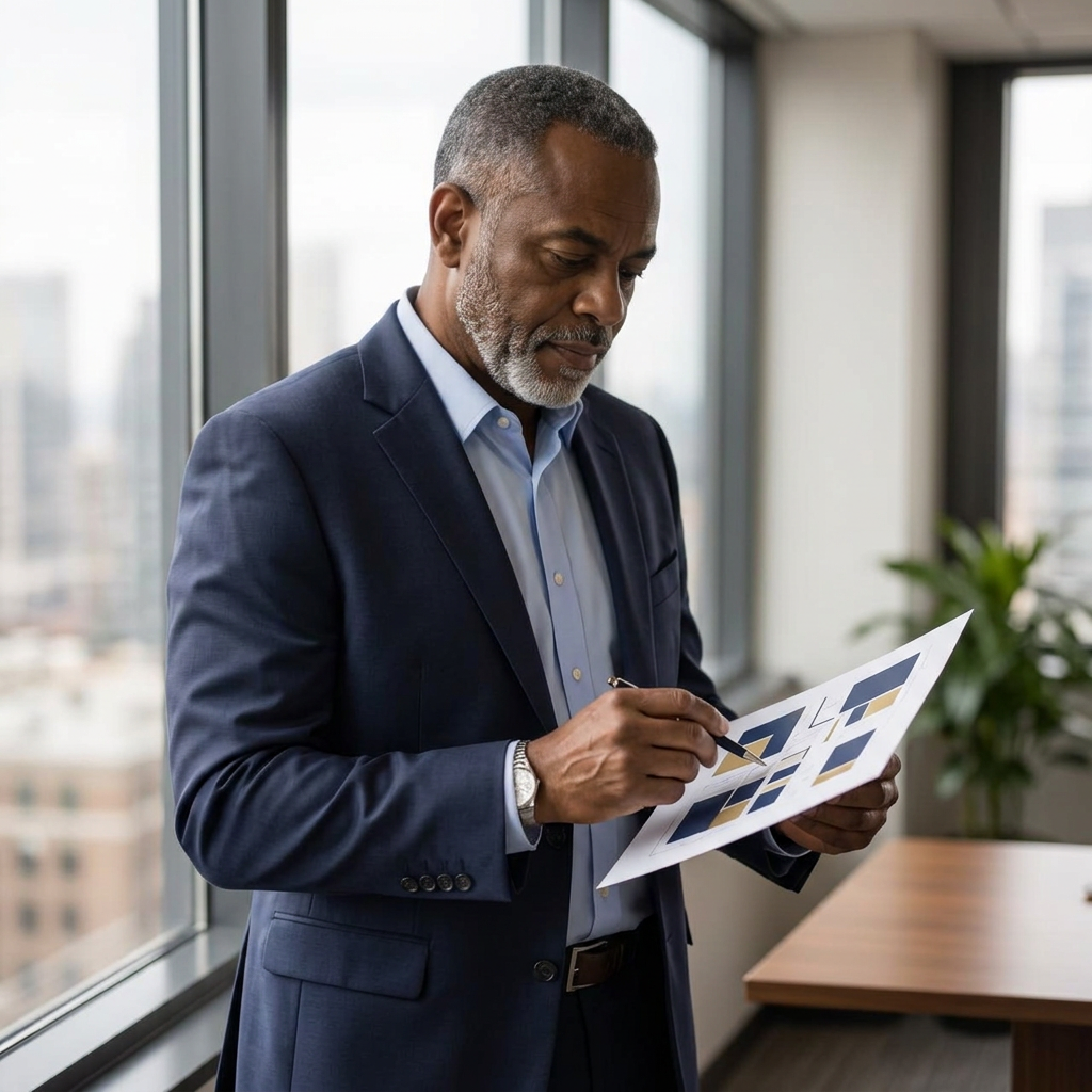 CEO / President reviewing a one-page plan