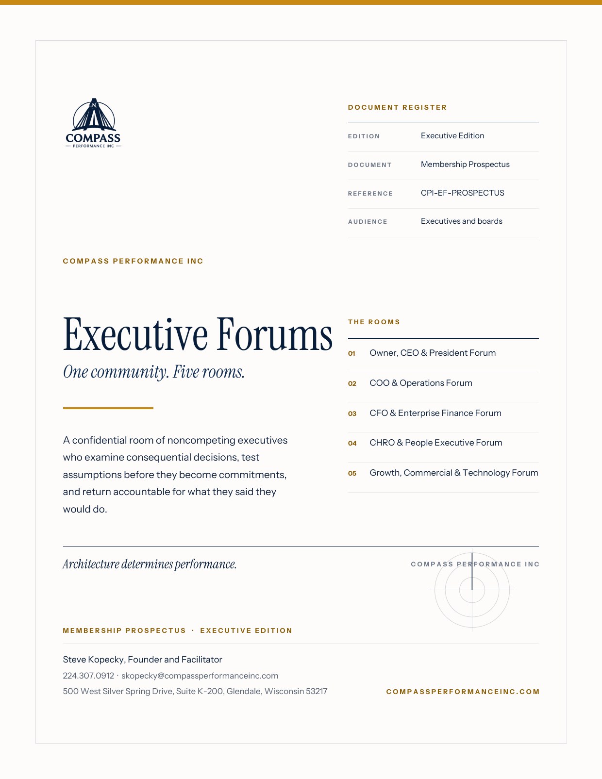 Page 1 of Compass Executive Forums — Brochure: Cover