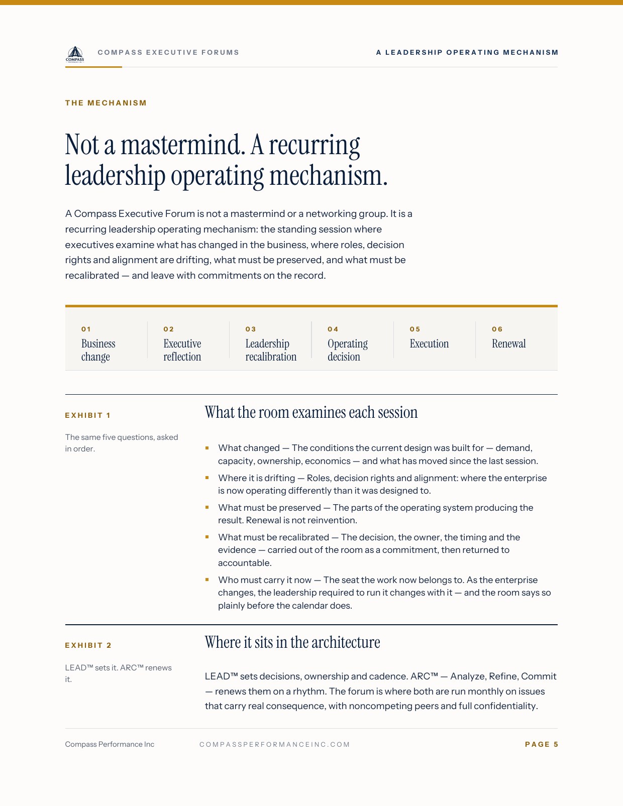 Page 5 of Compass Executive Forums — Brochure: A leadership operating mechanism