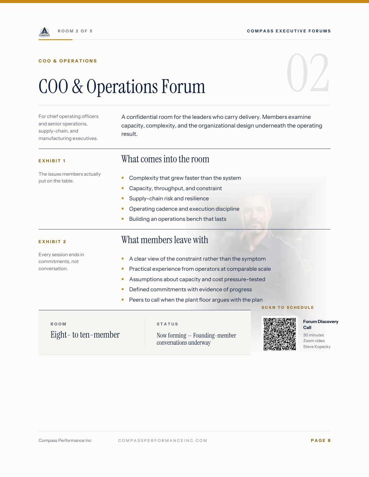 Page 8 of Compass Executive Forums — Brochure: Room 2 — COO & Operations