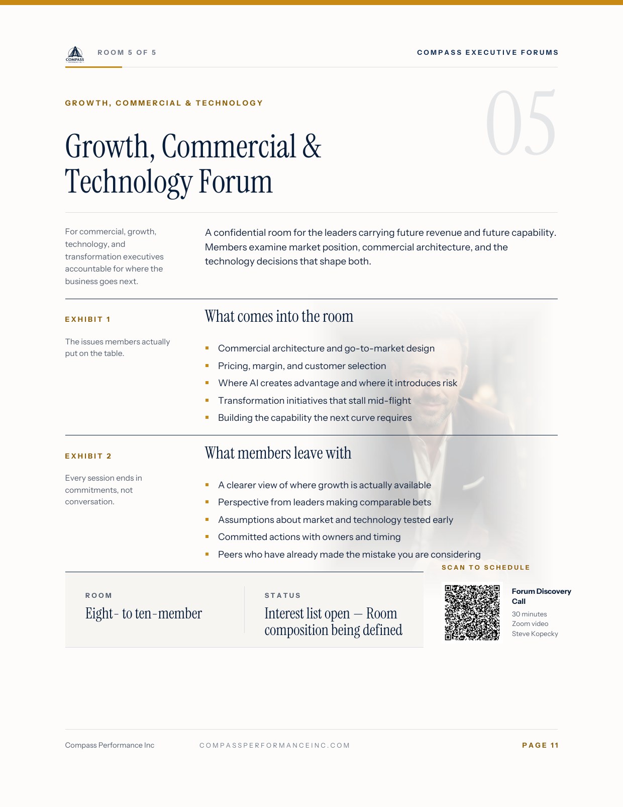 Page 11 of Compass Executive Forums — Brochure: Room 5 — Growth, Commercial & Technology