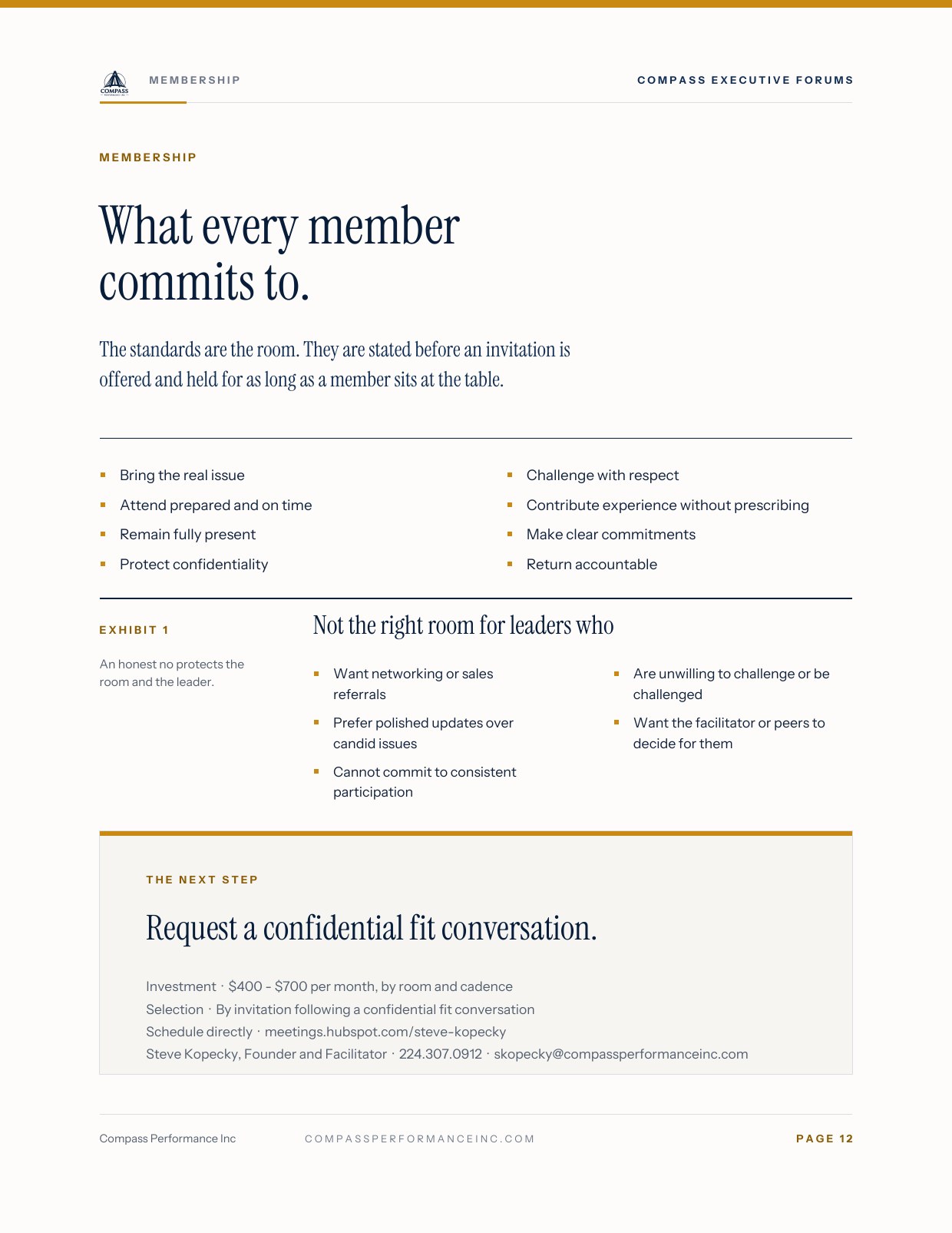 Page 12 of Compass Executive Forums — Brochure: Membership