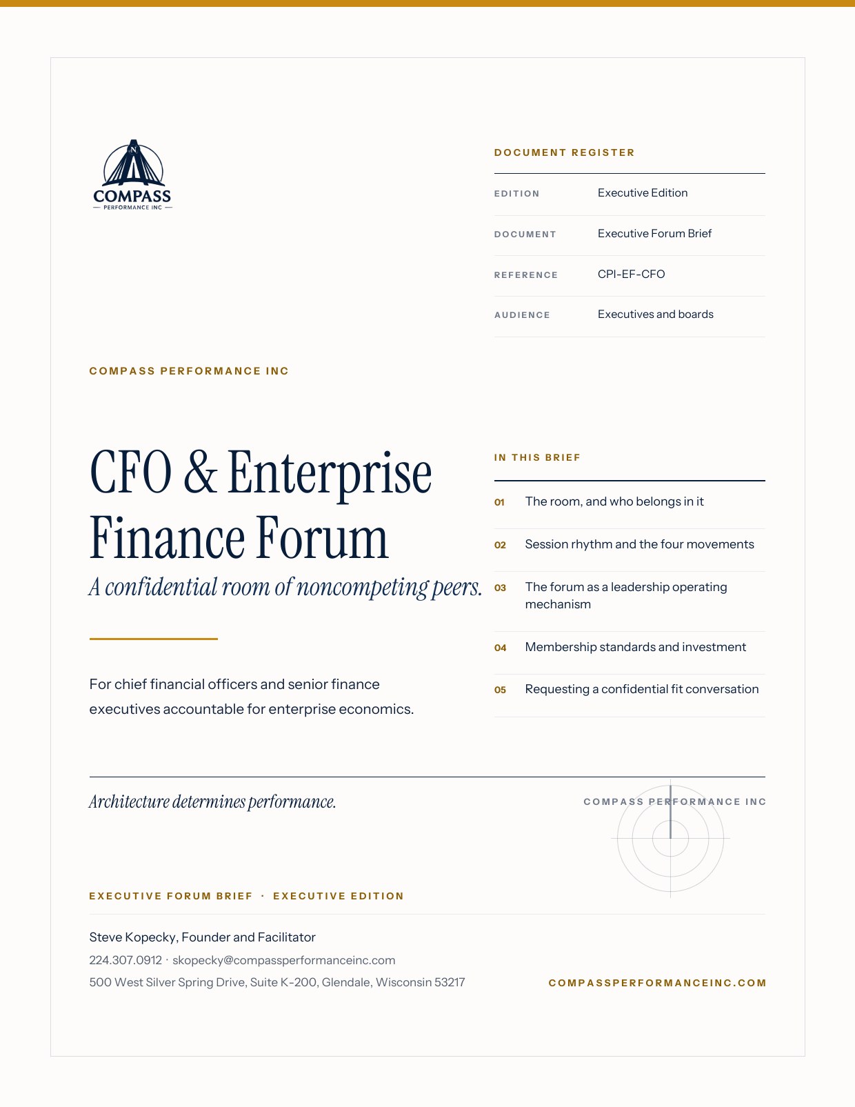 Page 1 of CFO & Enterprise Finance Forum — Brief: Cover