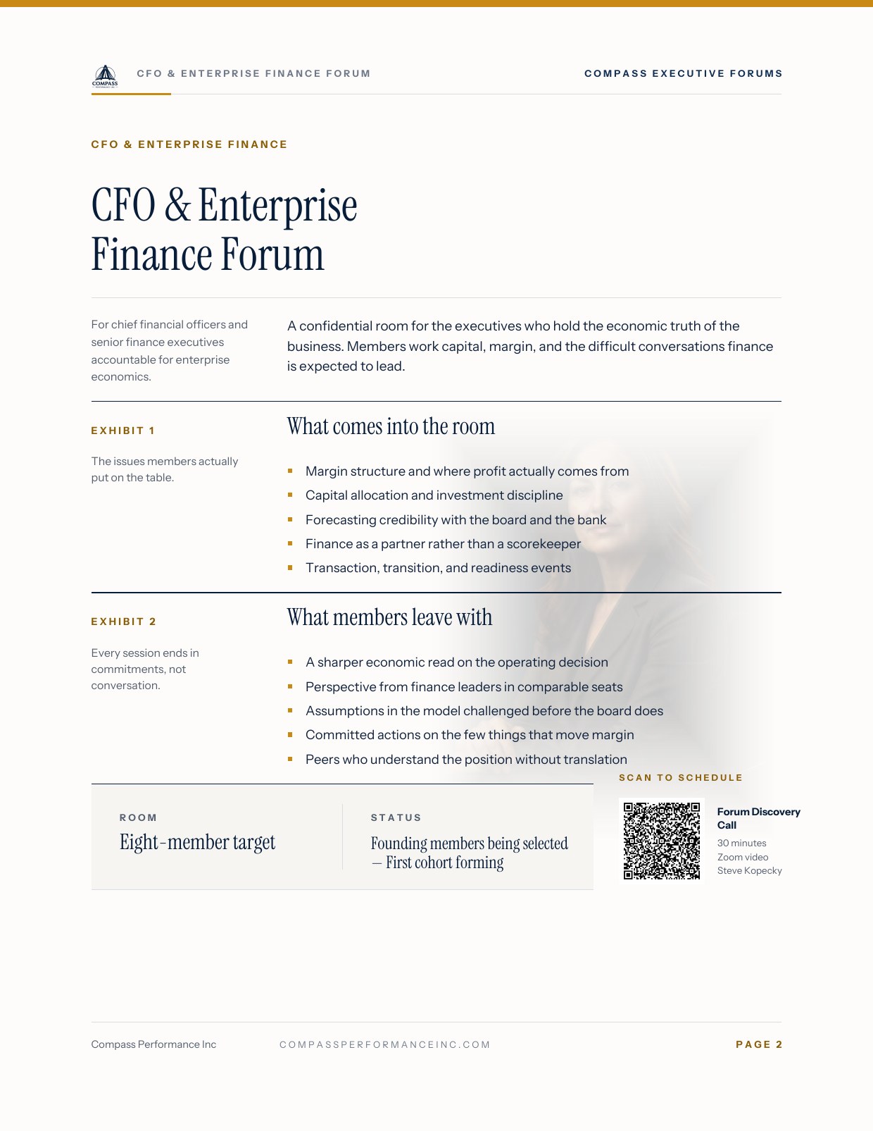 Page 2 of CFO & Enterprise Finance Forum — Brief: The room