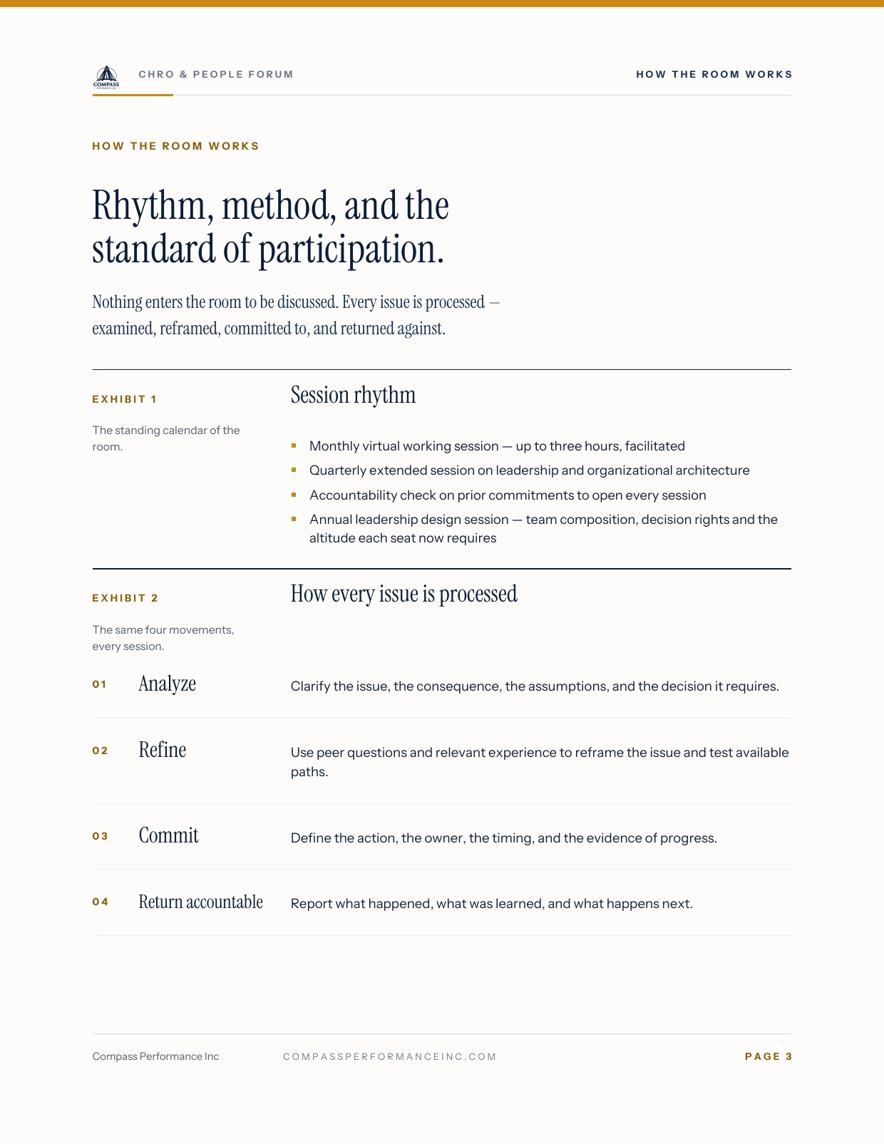 Page 3 of CHRO & People Forum — Brief: How the room works