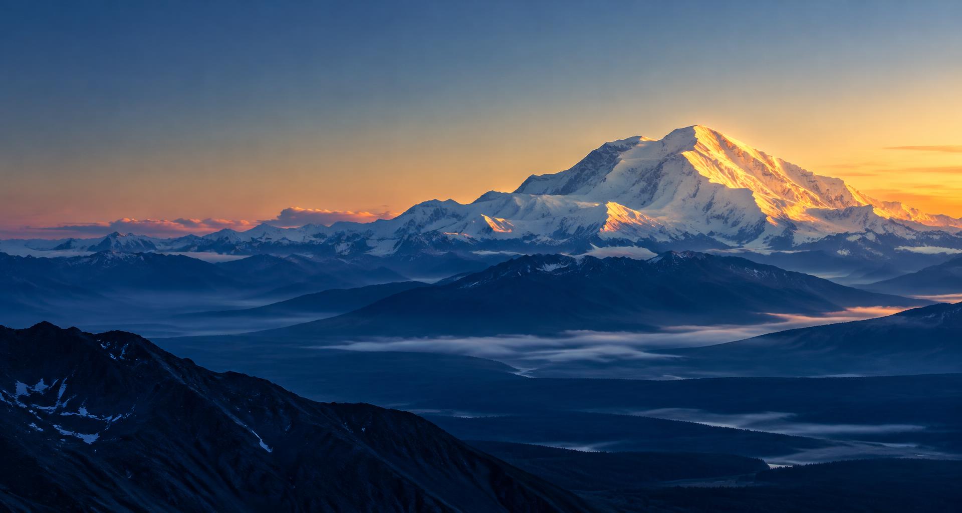 Denali in Alaska at sunrise