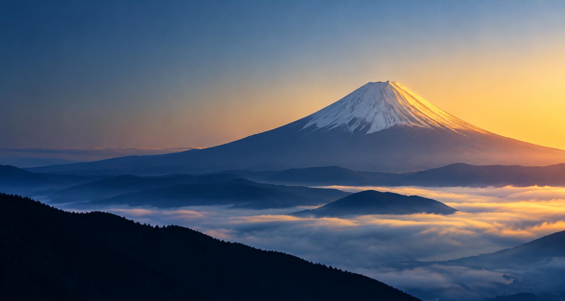 Mount Fuji in Japan at dawn